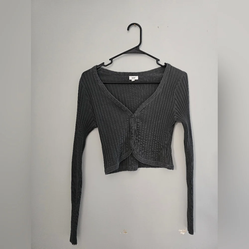 Aerie Cropped Ribbed Cardigan - Picture 3 of 7